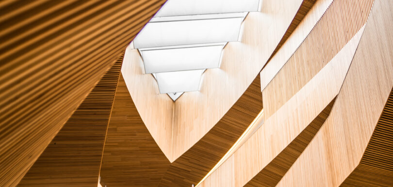 brown and white spiral stairs