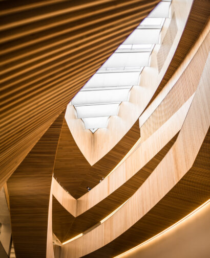 brown and white spiral stairs