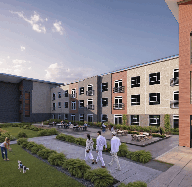 Courtyard-view-AI-05-22 The Reserve at Ella Apartments